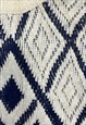 VINTAGE KNITTED JUMPER ABSTRACT PATTERNED GRANDAD SWEATER