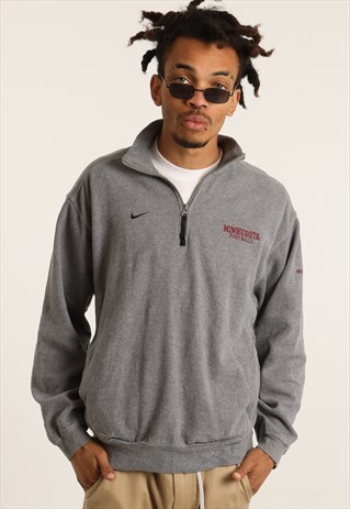 VINTAGE NIKE EMBROIDERED LOGO 1/4 ZIP SWEATSHIRT