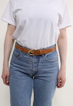 Retro tiny belt, faux leather belt  with gold buckle 