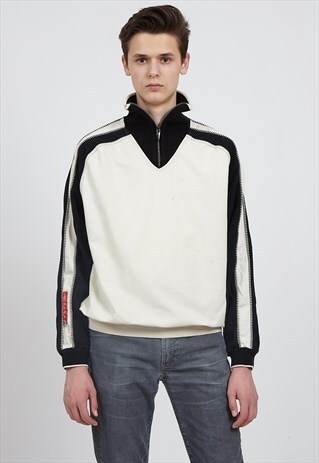 VINTAGE WHITE CARLO COLUCCI 1/4 ZIP PULLOVER SWEATSHIRT