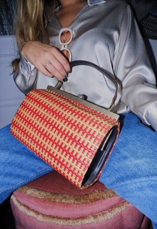 VINTAGE BAG BOWLER BAG TOO HANDLE 60S 70S 80S 90S RETRO
