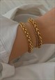 CHUNKY GOLD BRAIDED CHAIN BRACELET 
