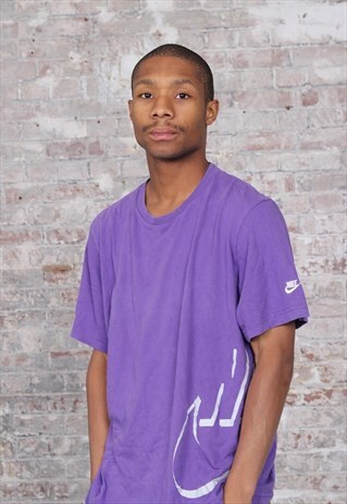 VINTAGE NIKE BIG LOGO SWOOSH T-SHIRT PURPLE
