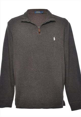 BEYOND RETRO VINTAGE BROWN RALPH LAUREN PLAIN SWEATSHIRT - L