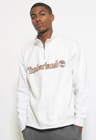 VINTAGE TIMBERLAND SPELL OUT 1/4 ZIP SWEATSHIRT