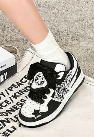 Patchwork high tops skater sneakers grunge trainers black