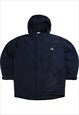 Vintage  Adidas Puffer Jacket Hooded Back Print Navy Blue