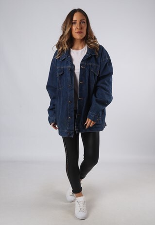 VINTAGE DENIM JACKET LINED OVERSIZED FITTED UK 20 XXXL (GO1H