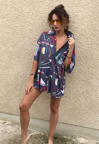PATTERNED OVERSIZED RETRO VINTAGE UNISEX FESTIVAL SHIRT