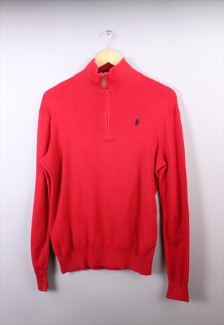 VINTAGE MENS RED RALPH LAUREN QUARTER ZIP JUMPER