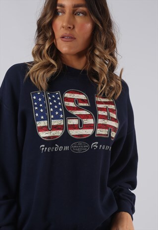 SWEATSHIRT JUMPER OVERSIZED USA PRINT LOGO UK 14 (EW5M)