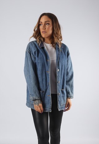 VINTAGE DENIM JACKET CORDUROY LINED UK 10 (E1Z)