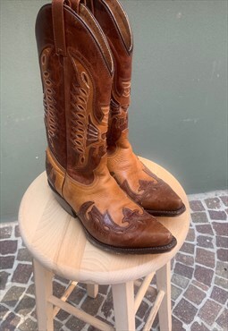 Vintage 90s Cowboy Boots in Leather size UK 3.5