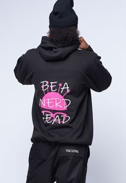 Nerd Head Slogan Black Hoodie