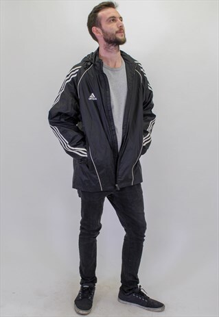 VINTAGE ADIDAS WINDBREAKER JACKET IN BLACK L