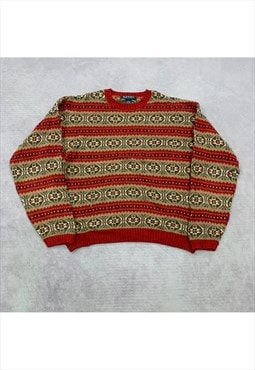 Vintage abstract knitted jumper Men's XL