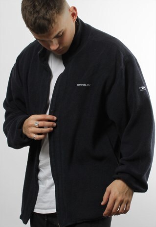 VINTAGE REEBOK FULL ZIP FLEECE IN BLACK