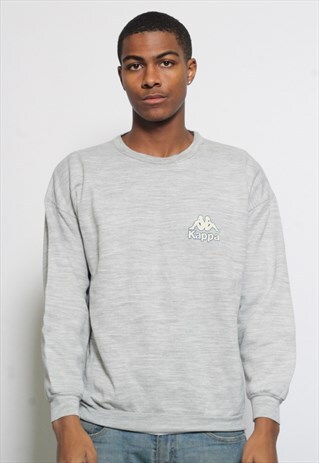 VINTAGE KAPPA CREW NECK SPELL OUT LOGO SWEATSHIRT GREY