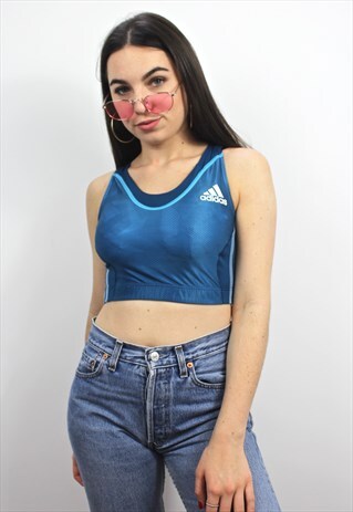 90'S RETRO ADIDAS BLUE CROP TOP