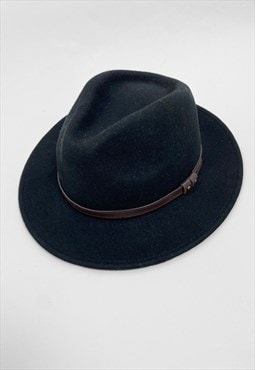 New Vintage Style Black Wool Brown Band Fedora Hat