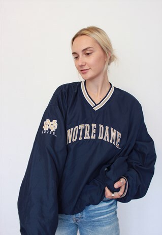 VINTAGE 90S PULLOVER WINDBREAKER REEBOK NOTRE DAM NFL JACKET