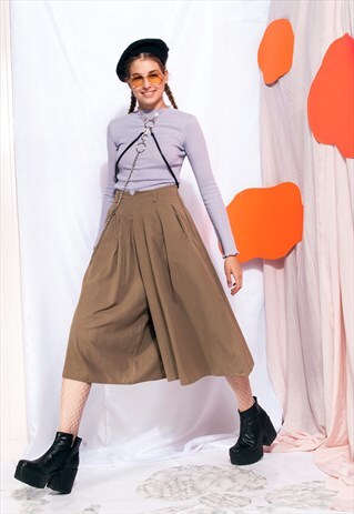 VINTAGE WIDE-LEG TROUSERS 80S HIGH WAISTED CULOTTES