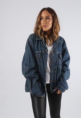 VINTAGE DENIM JACKET OVERSIZED FITTED UK 18 XXL (9DL)