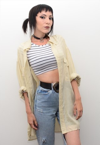 VINTAGE 90'S GENUINE SILK BUTTERMILK OVERSIZED SHIRT