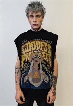 Grunge sleeveless t-shirt creepy tank monster tee punk vest