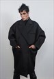 OVERSIZE DOUBLE BREASTED COAT GOTHIC TRENCH JACKET IN BLACK