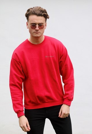 CHAMPION USA MINIMALIST PASTEL SCARLET RED SWEATSHIRT
