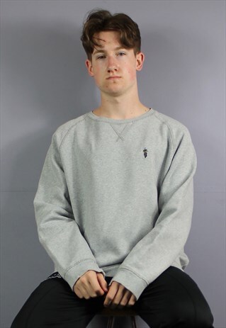 VINTAGE BARBOUR STEVE MCQUEEN SWEATSHIRT IN GREY WITH EMBROI