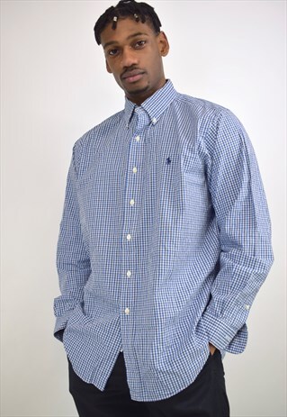 VINTAGE 90S POLO RALPH LAUREN BLUE CHECK SHIRT