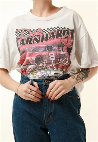 90S VINTAGE OLDSCHOOL NASCAR GRAPHIC COTTON T-SHIRT 16249