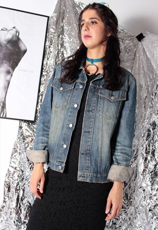RARE 90S GRUNGE HELMUT LANG VINTAGE DARK DENIM JACKET