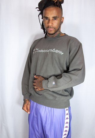 GREY CHAMPION EMBROIDED ZIP SWEATSHIRT