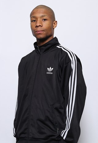 VINTAGE ADIDAS LOGO TRACK JACKET BLACK