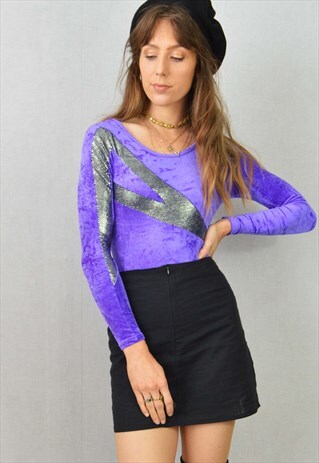 VINTAGE 80S VELVET BODYSUIT ZIGGY STARDUST MADE IN ITALY