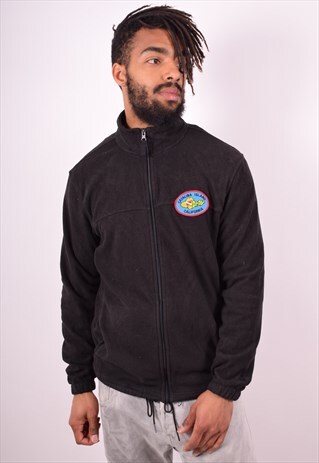 STARTER MENS VINTAGE FLEECE JACKET MEDIUM BLACK 90S