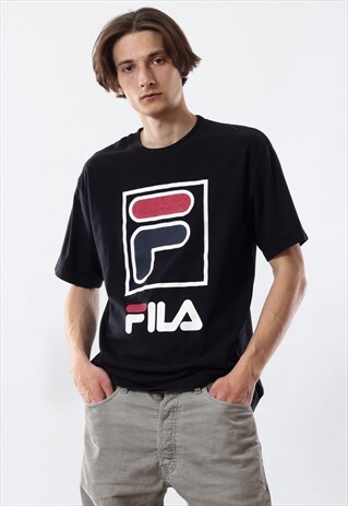 90'S VINTAGE MENS FILA BIG LOGO SPELL OUT T SHIRT TEE