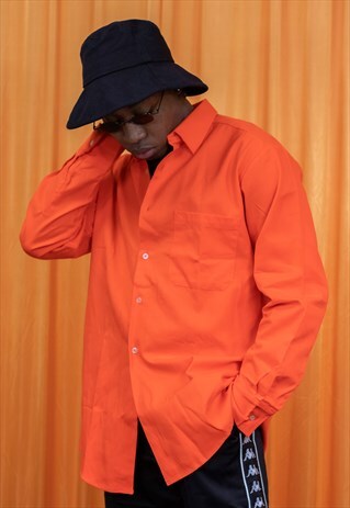VINTAGE 90S SHIRT ORANGE WORKWEAR COLLARED LONG SLEEVED