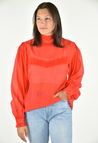 VINTAGE 80'S H&M ORANGE BLOUSE SIZE 14