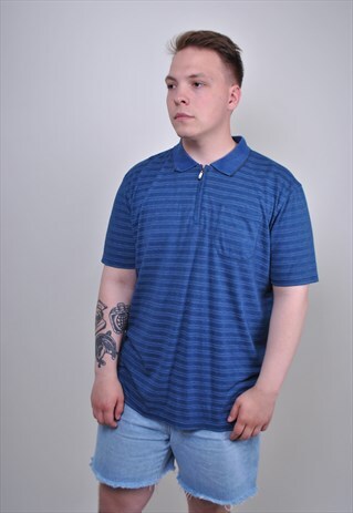 70S STRIPED MINIMALIST POLO SHIRT, SIZE L