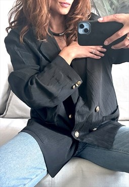 80s Oversized Black Blazer - L - XL