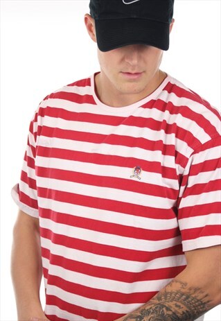 VINTAGE TOMMY HILFIGER CREST LOGO STRIPED T SHIRT TEE
