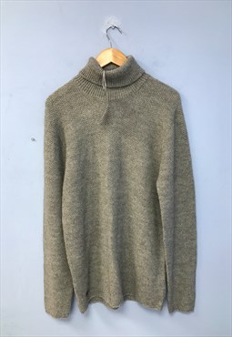 Grey Jumper Wool Alpaca Roll Neck Long Sleeved