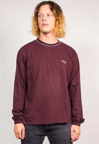90'S FILA VINTAGE BURGUNDY LONG SLEEVE T-SHIRT