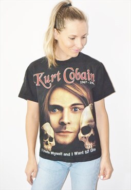 Vintage 90s KURT COBAIN Graphic Band Festival T-shirt Tee