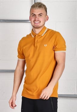 Vintage Fred Perry Polo Shirt in Yellow Short Sleeve Large