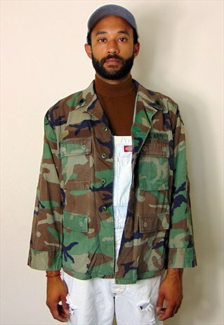 90S CLASSIC GRUNGE CAMOUFLAGE CAMO SHIRT JACKET MEDIUM SHORT